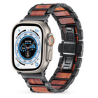 Strap-it® Strap-it Apple Watch Ultra stalen/houten bandje (zwart/bruin)