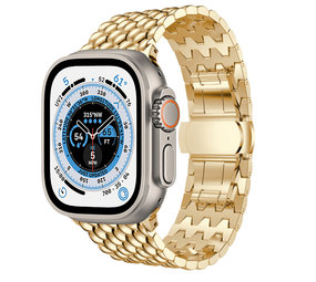 Strap-it® Apple Watch Ultra stalen draak band (goud)