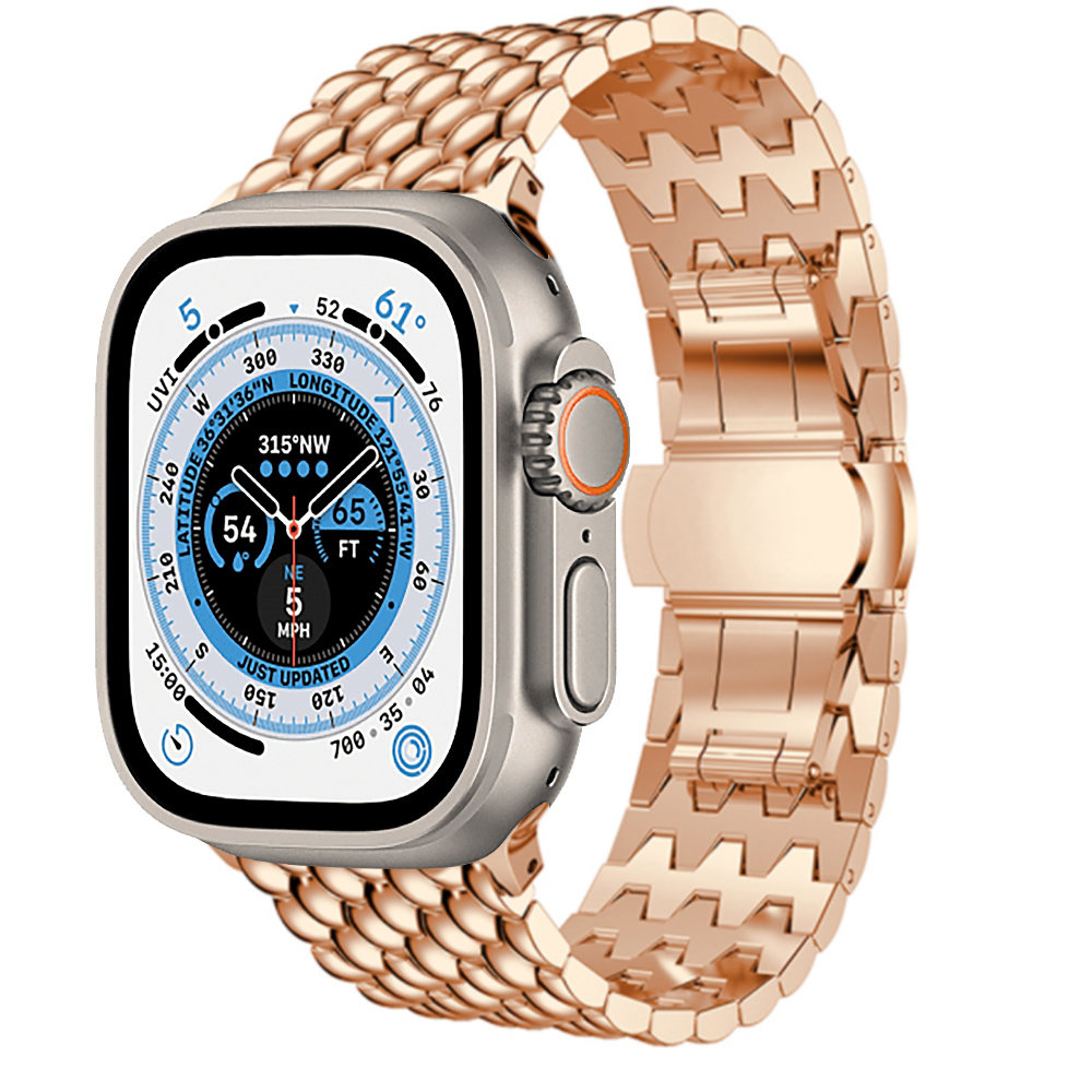 Strap-it® Strap-it Apple Watch Ultra stalen draak band (rosé goud)