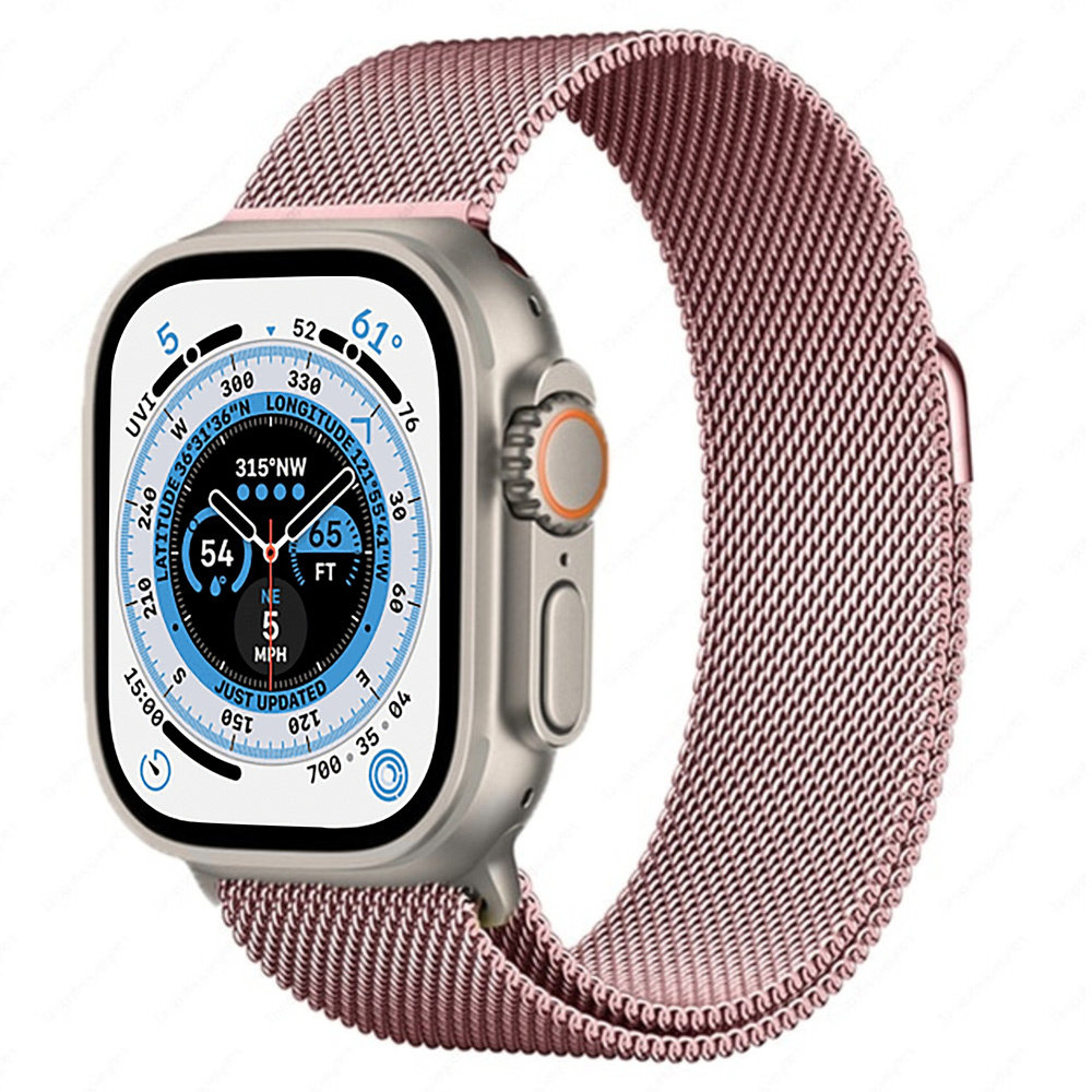 Strap-it® Strap-it Apple Watch Ultra Milanese band (roze)