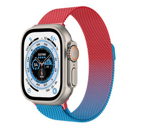 Strap-it® Apple Watch Ultra Milanese band (rood/blauw) Strap-it® Apple Watch Ultra Milanese band (rood/blauw)