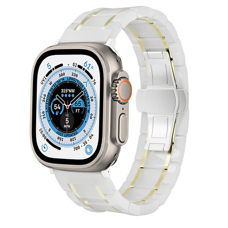 Apple Watch Ultra keramiek stalen band wit goud Smartwatchbanden