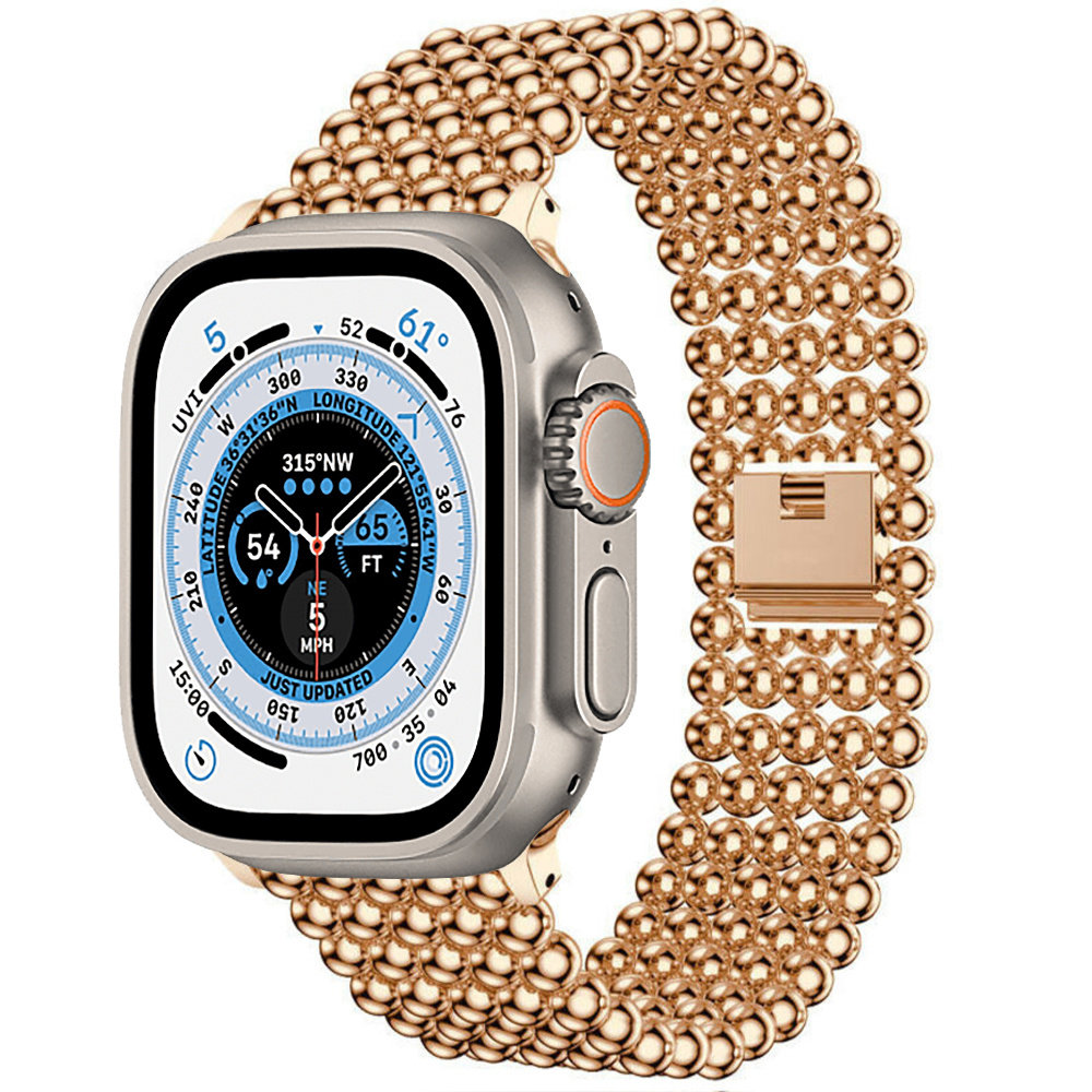 Strap-it® Strap-it Apple Watch Ultra stalen kralen band (rosé goud) Strap-it® Strap-it Apple Watch Ultra stalen kralen band (rosé goud)