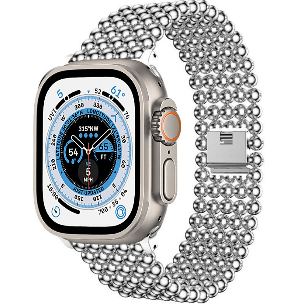 Strap-it® Strap-it Apple Watch Ultra stalen kralen band (zilver)