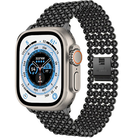 Strap-it® Strap-it Apple Watch Ultra stalen kralen band (zwart)