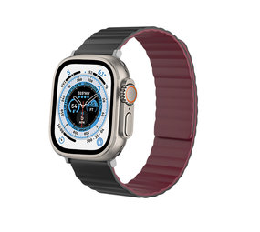 Strap-it® Apple Watch Ultra magnetisch siliconen bandje (zwart/rood)