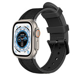 Strap-it® Apple Watch Ultra nylon hybrid bandje (zwart)