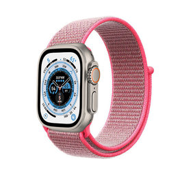 Strap-it® Apple Watch Ultra nylon band (roze) Strap-it® Apple Watch Ultra nylon band (roze)