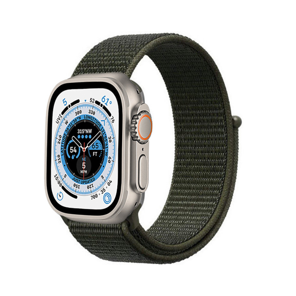 Apple Watch Ultra nylon loop band donkergroen Smartwatchbanden