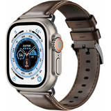 Strap-it® Apple Watch Ultra leren band (donkerbruin)