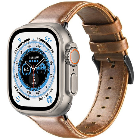 Apple Watch Ultra leren bandje bruin Smartwatchbanden
