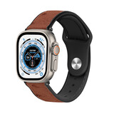 Strap-it® Apple Watch Ultra leren hybrid bandje (bruin)