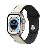 Strap-it® Apple Watch Ultra leren hybrid bandje (zand wit)