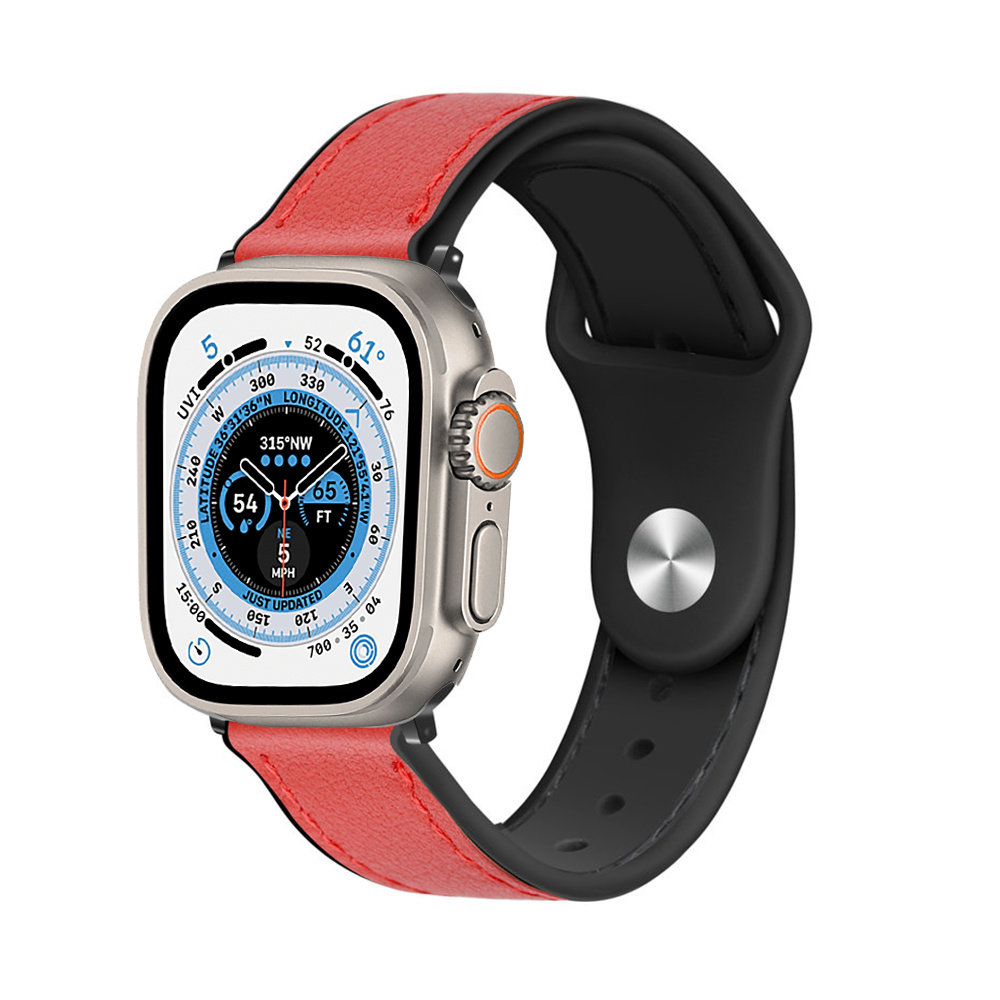 Apple Watch Ultra leren hybrid bandje rood