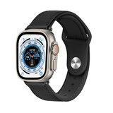 Strap-it® Apple Watch Ultra leren hybrid bandje (zwart)