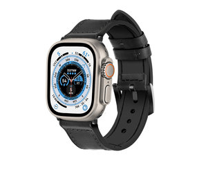 Strap-it® Apple Watch Ultra leren hybrid gesp bandje (zwart)