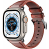 Strap-it® Strap-it Apple Watch Ultra leren band (rood-bruin) Strap-it® Strap-it Apple Watch Ultra leren band (rood-bruin)