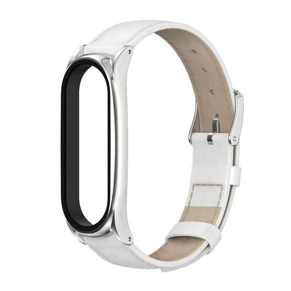 Strap-it® Strap-it Xiaomi Mi Band 5 bandje leer (wit)