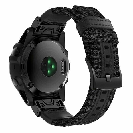 Strap-it® Strap-it Garmin Fenix 7 nylon hybrid bandje (zwart)