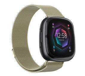 Strap-it® Fitbit Sense 2 Milanese band (licht goud)