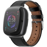 Strap-it® Fitbit Sense 2 bandje leer (strak zwart)