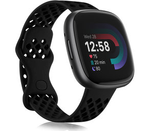Strap-it® Fitbit Versa 4 siliconen bandje met gaatjes (zwart)