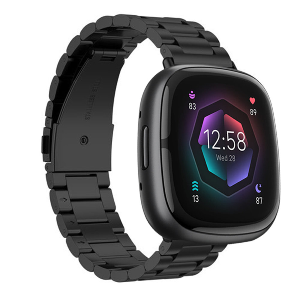 Strap-it® Strap-it Fitbit Sense 2 stalen bandje (zwart)