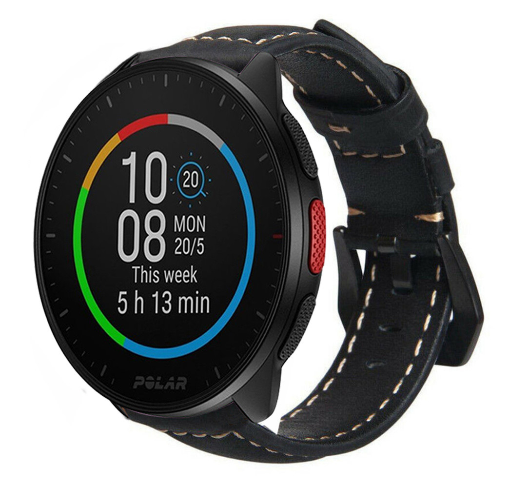 Strap-it® Strap-it Polar Pacer leren bandje (zwart)