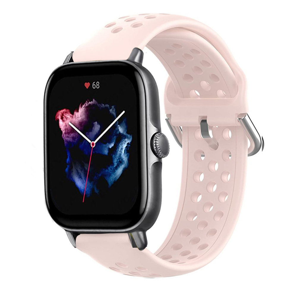 Strap-it® Strap-it Amazfit GTS 3 siliconen bandje met gaatjes (roze)