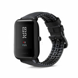 Strap-it® Xiaomi Amazfit Bip siliconen / leren bandje  (zwart)