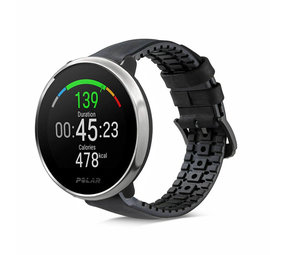 Strap-it® Polar Unite siliconen / leren bandje  (zwart)