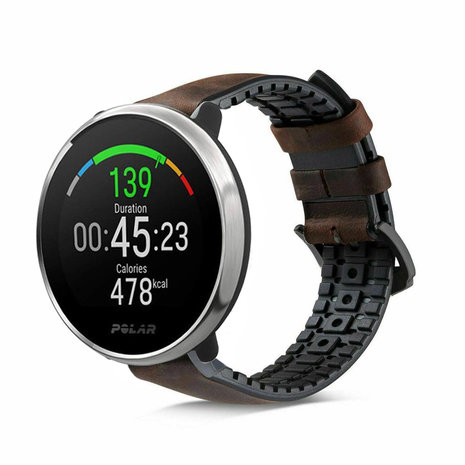 Strap-it® Strap-it Polar Ignite siliconen / leren bandje (zwart-bruin)