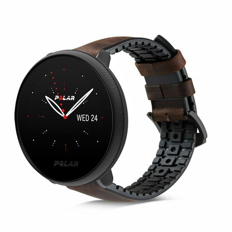 Strap-it® Strap-it Polar Ignite 2 siliconen / leren bandje (zwart-bruin)