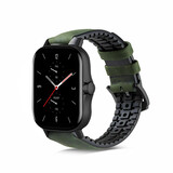Strap-it® Amazfit GTS 2 siliconen / leren bandje (groen)