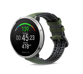 Strap-it® Polar Ignite siliconen / leren bandje (groen)