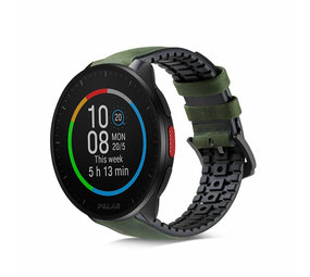Strap-it® Polar Pacer siliconen / leren bandje (groen)