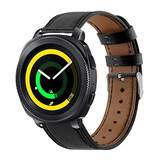 Strap-it® Samsung Gear Sport bandje leer (strak-zwart)