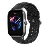 Strap-it® Amazfit GTS 3 siliconen bandje met gaatjes (zwart)