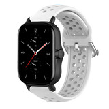 Strap-it® Amazfit GTS 2 siliconen bandje met gaatjes (wit)