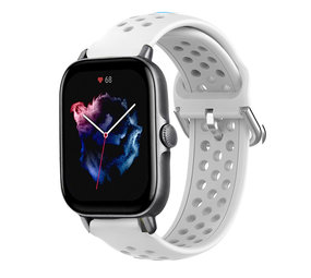 Strap-it® Amazfit GTS 3 siliconen bandje met gaatjes (wit)