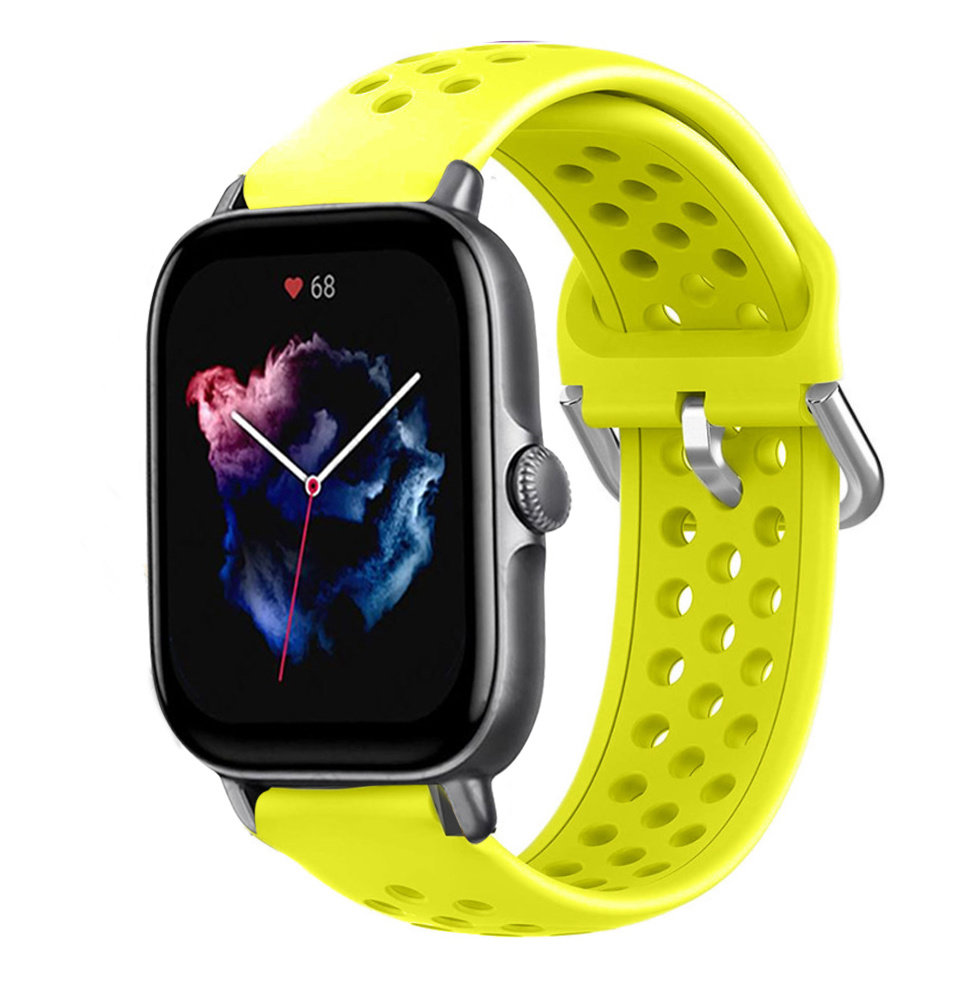 Strap-it® Strap-it Amazfit GTS 3 siliconen bandje met gaatjes (geel)