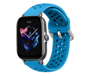 Strap-it® Amazfit GTS 3 siliconen bandje met gaatjes (lichtblauw)