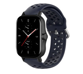 Strap-it® Amazfit GTS 2 siliconen bandje met gaatjes (donkerblauw)