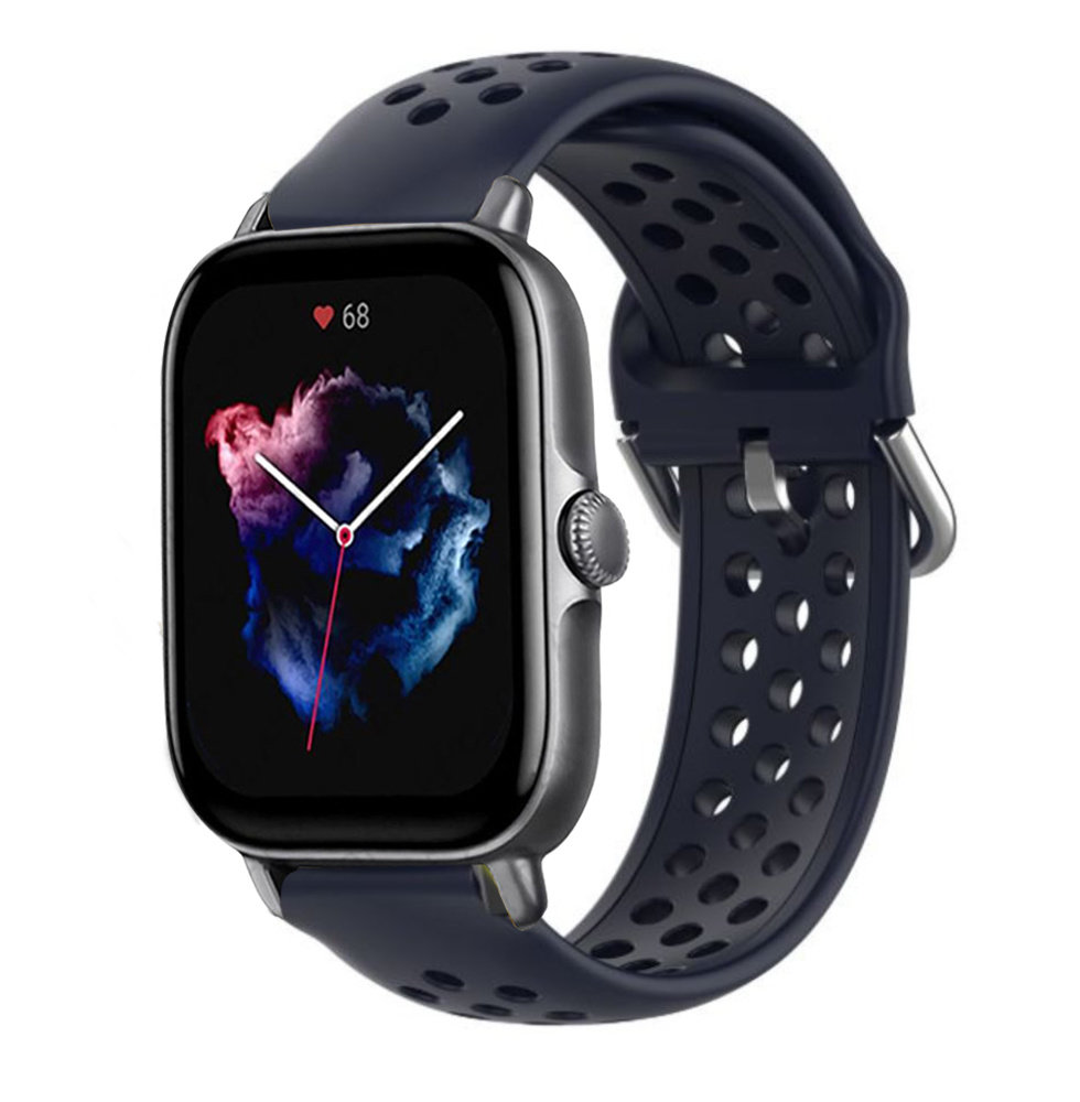 Strap-it® Strap-it Amazfit GTS 3 siliconen bandje met gaatjes (donkerblauw)