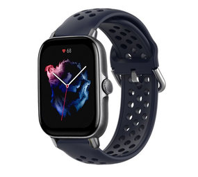 Strap-it® Amazfit GTS 3 siliconen bandje met gaatjes (donkerblauw)