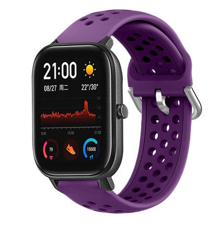 Strap-it® Strap-it Xiaomi Amazfit GTS siliconen bandje met gaatjes (paars)