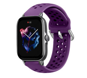 Strap-it® Amazfit GTS 3 siliconen bandje met gaatjes (paars)