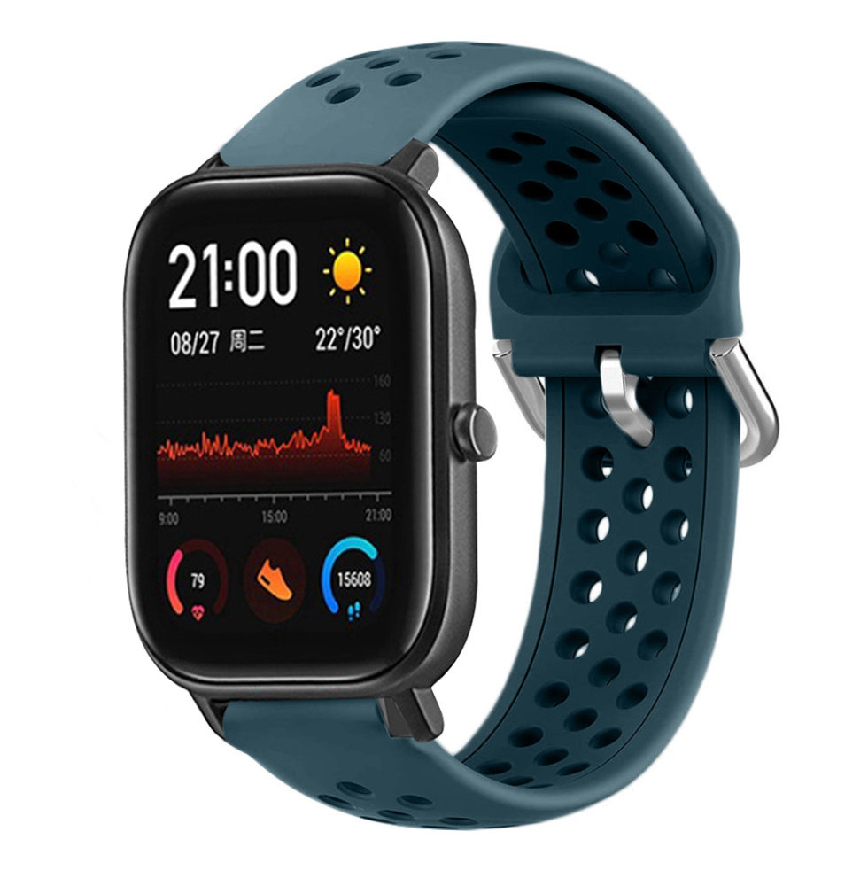 Strap-it® Strap-it Xiaomi Amazfit GTS siliconen bandje met gaatjes (rock green)