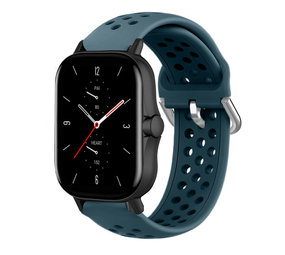Strap-it® Amazfit GTS 2 siliconen bandje met gaatjes (rock green)
