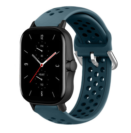 Strap-it® Strap-it Amazfit GTS 2 siliconen bandje met gaatjes (rock green)